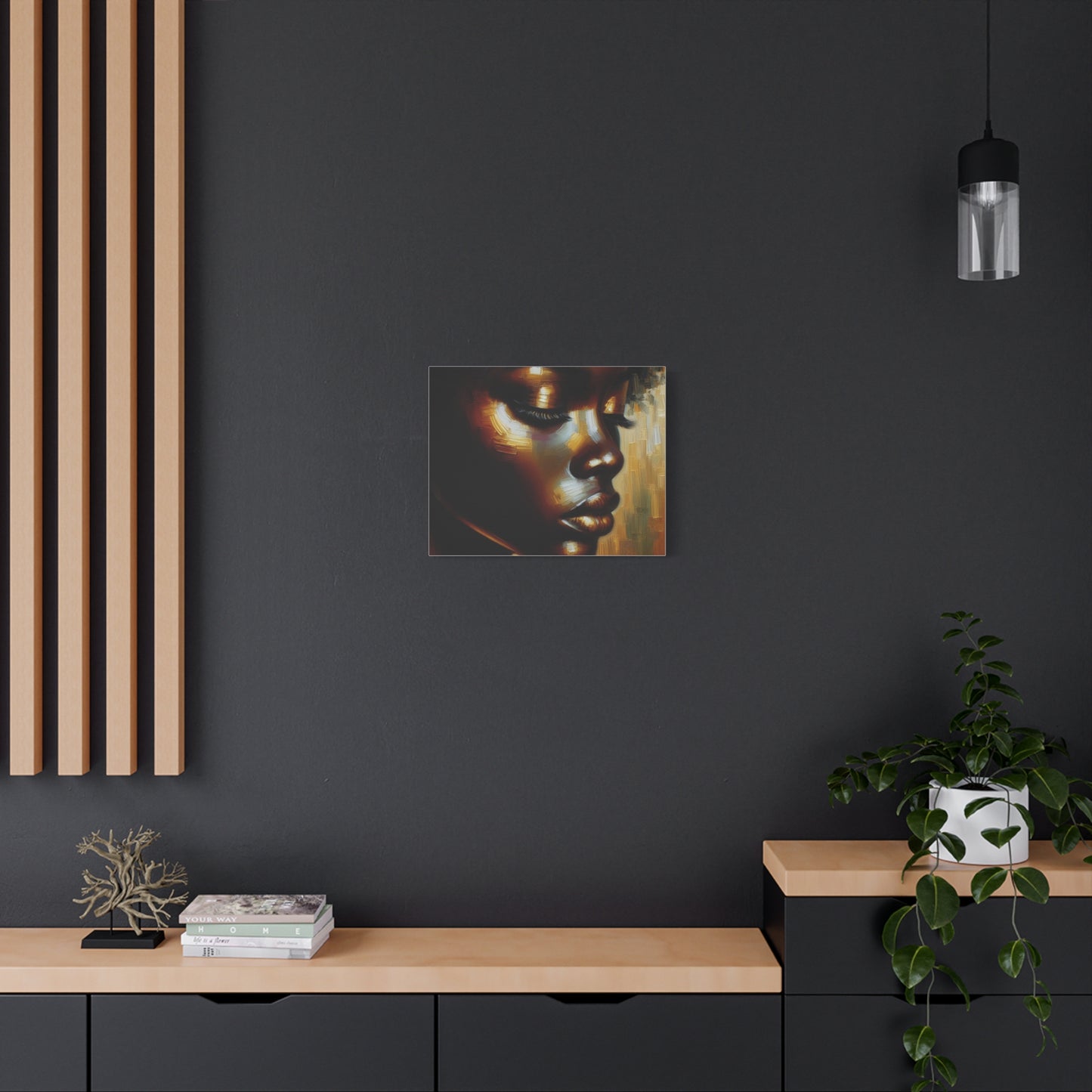African Woman , Gold, Bronze, Black , abstract Impressionism , Giclée Print Canvas
