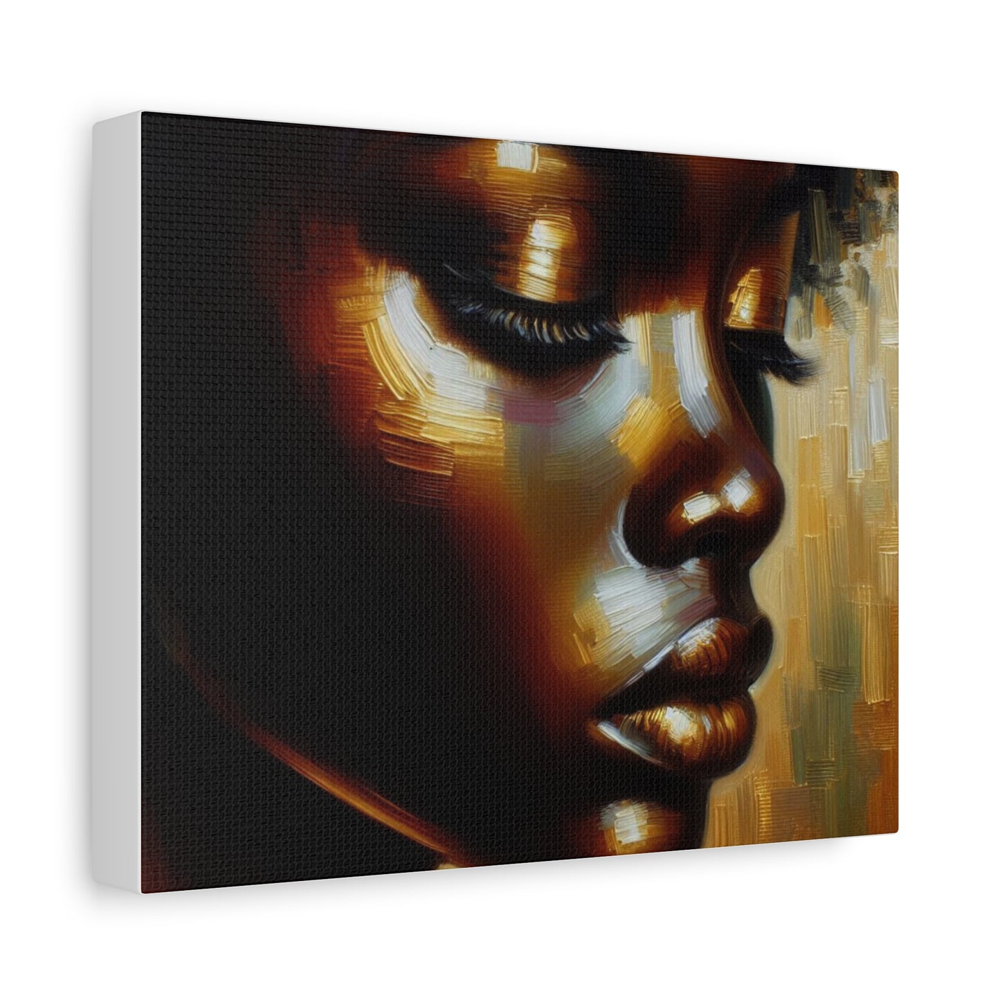 African Woman , Gold, Bronze, Black , abstract Impressionism , Giclée Print Canvas