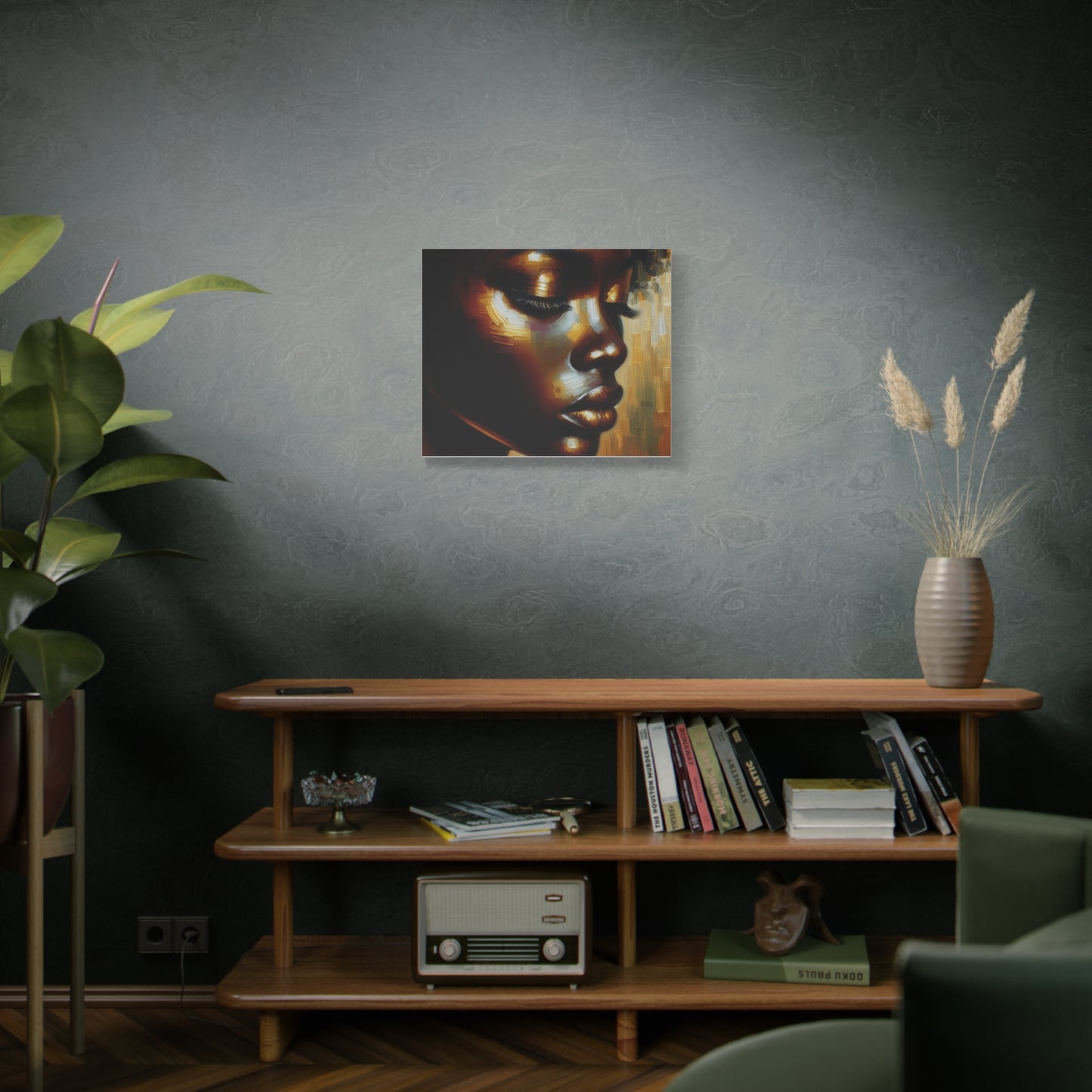 African Woman , Gold, Bronze, Black , abstract Impressionism , Giclée Print Canvas