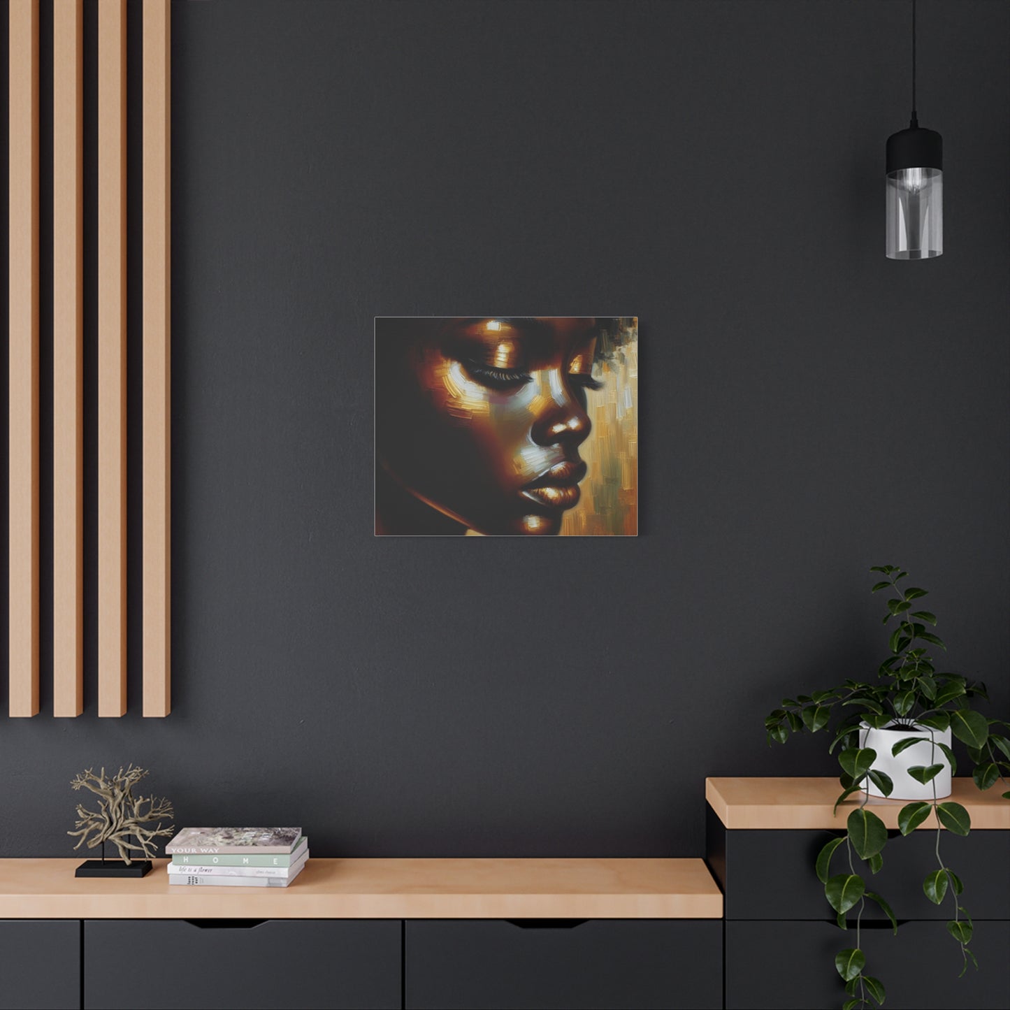 African Woman , Gold, Bronze, Black , abstract Impressionism , Giclée Print Canvas