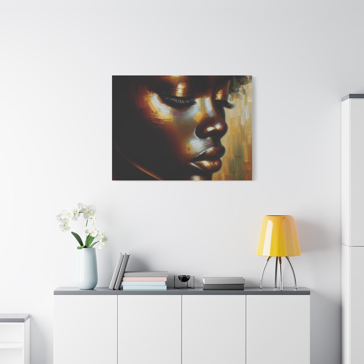 African Woman , Gold, Bronze, Black , abstract Impressionism , Giclée Print Canvas