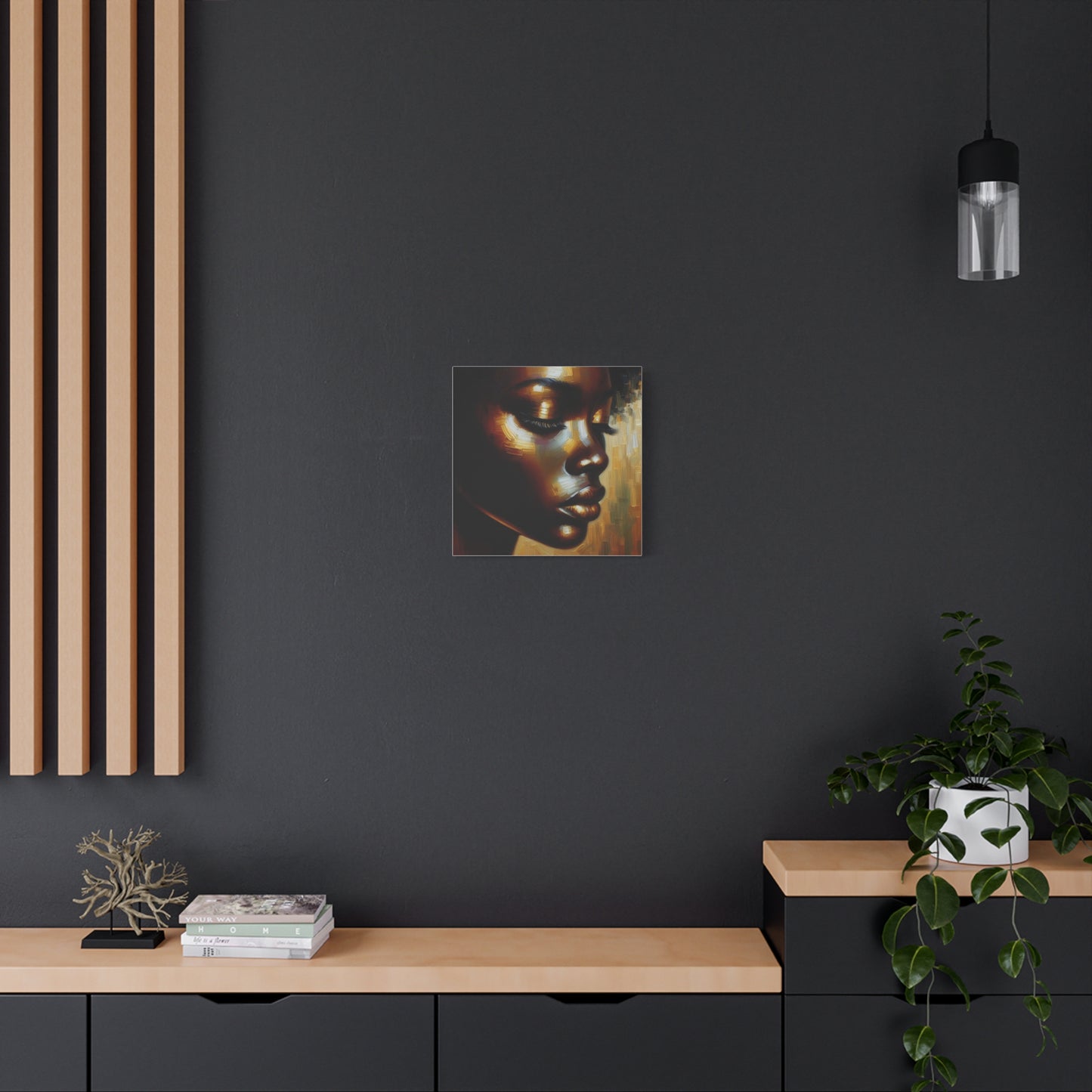 African Woman , Gold, Bronze, Black , abstract Impressionism , Giclée Print Canvas