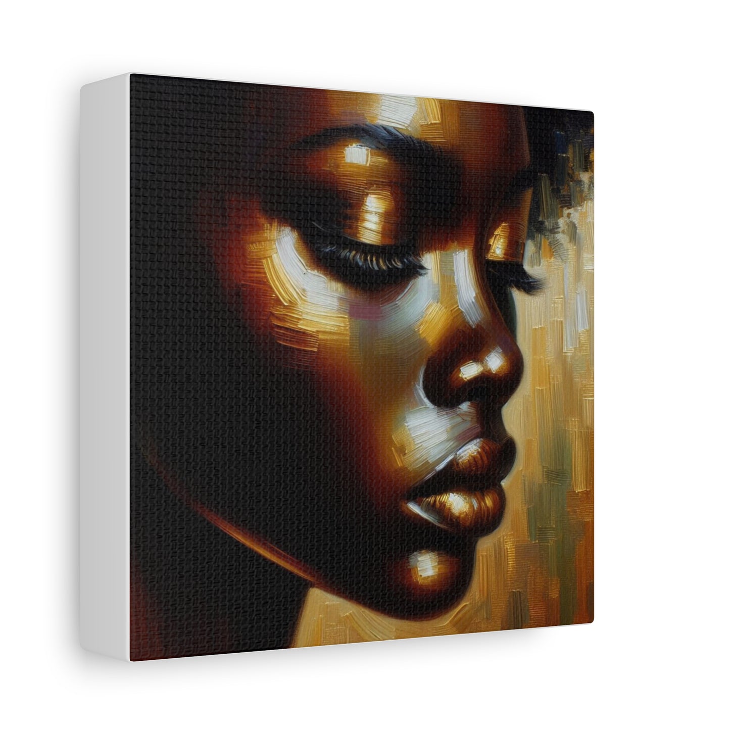 African Woman , Gold, Bronze, Black , abstract Impressionism , Giclée Print Canvas