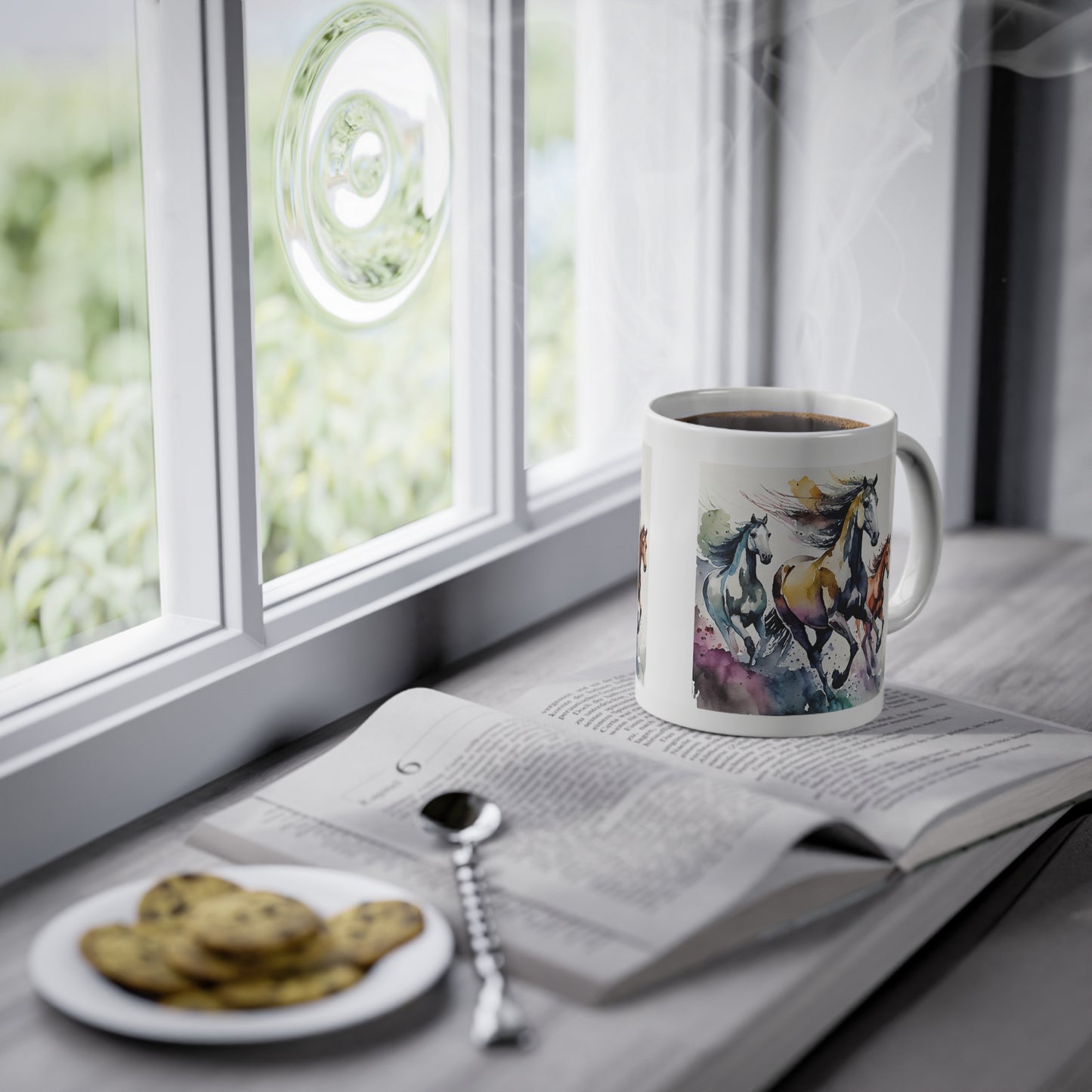 Running Horses in chinese watercolors - Standard Mug, 11oz