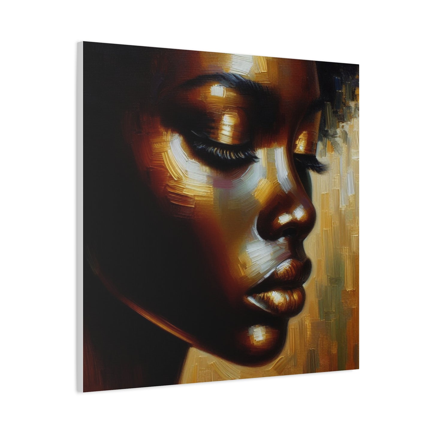 African Woman , Gold, Bronze, Black , abstract Impressionism , Giclée Print Canvas