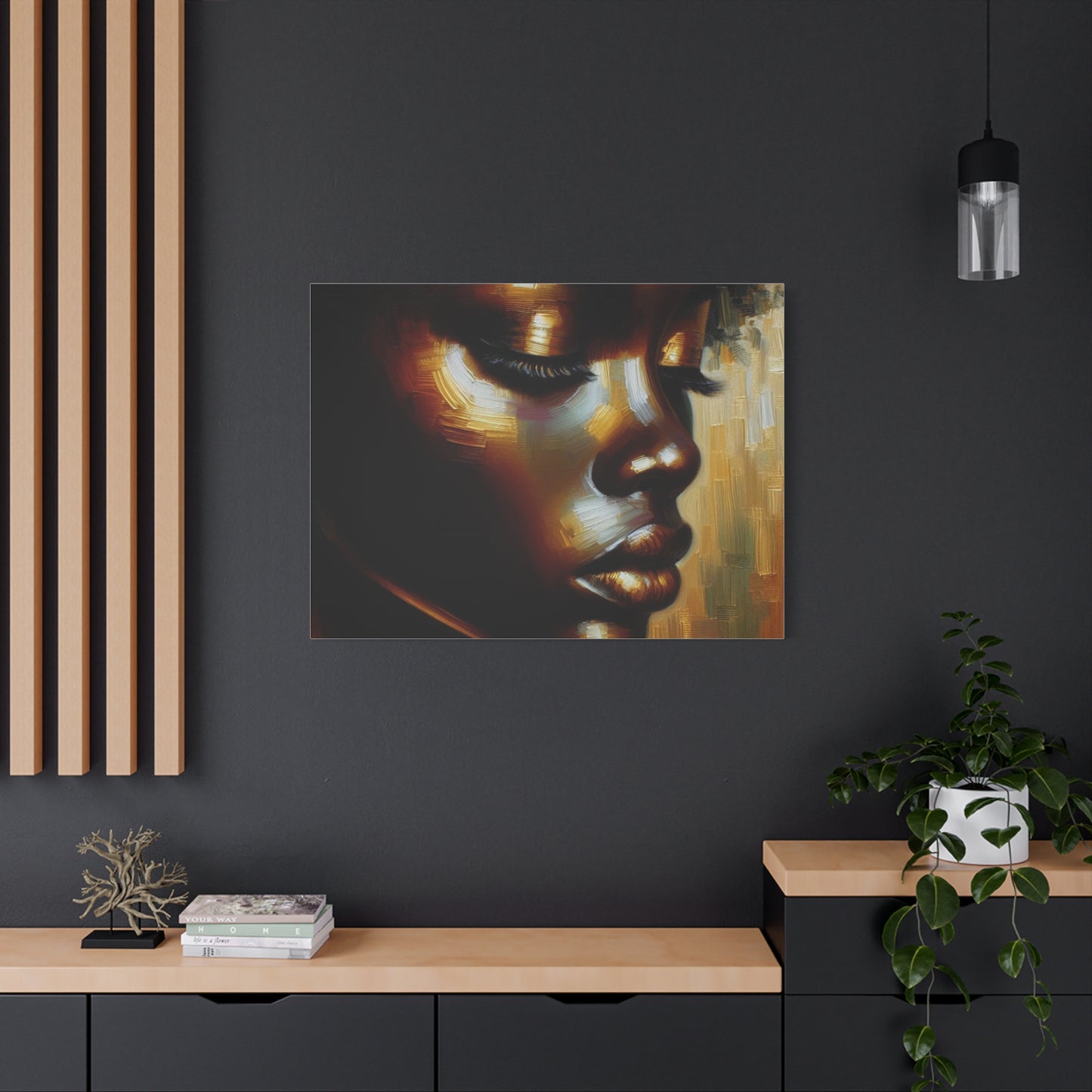 African Woman , Gold, Bronze, Black , abstract Impressionism , Giclée Print Canvas