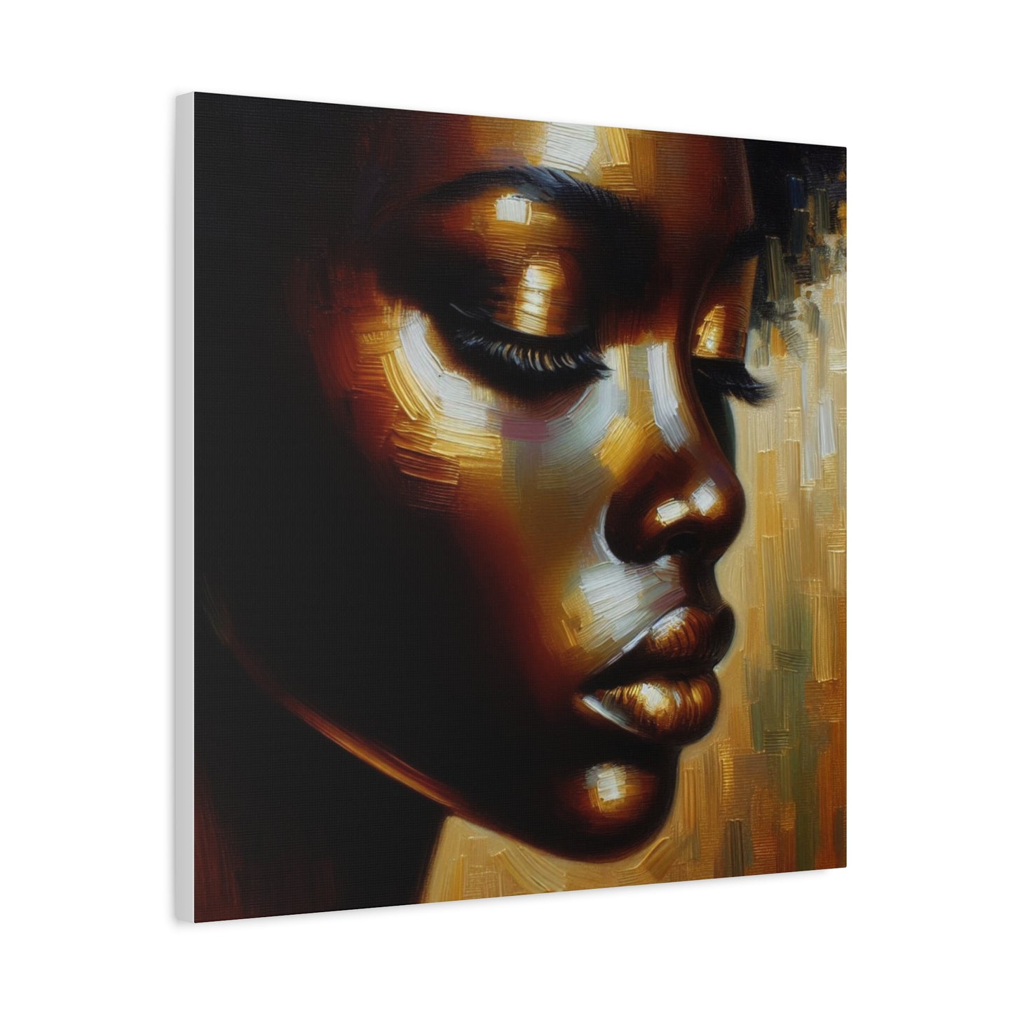 African Woman , Gold, Bronze, Black , abstract Impressionism , Giclée Print Canvas