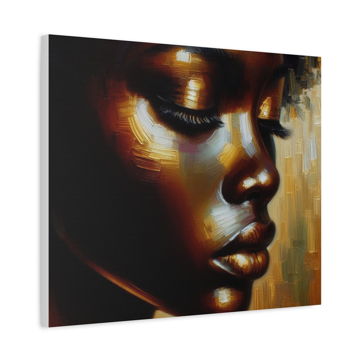African Woman , Gold, Bronze, Black , abstract Impressionism , Giclée Print Canvas