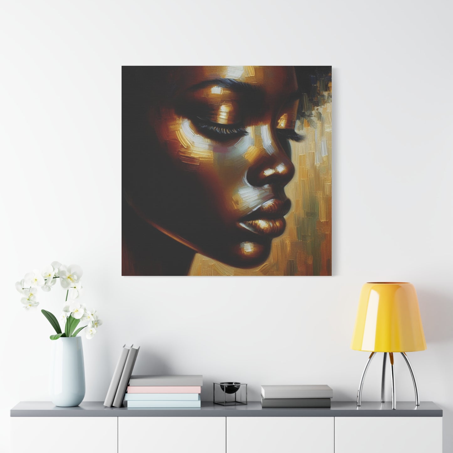 African Woman , Gold, Bronze, Black , abstract Impressionism , Giclée Print Canvas