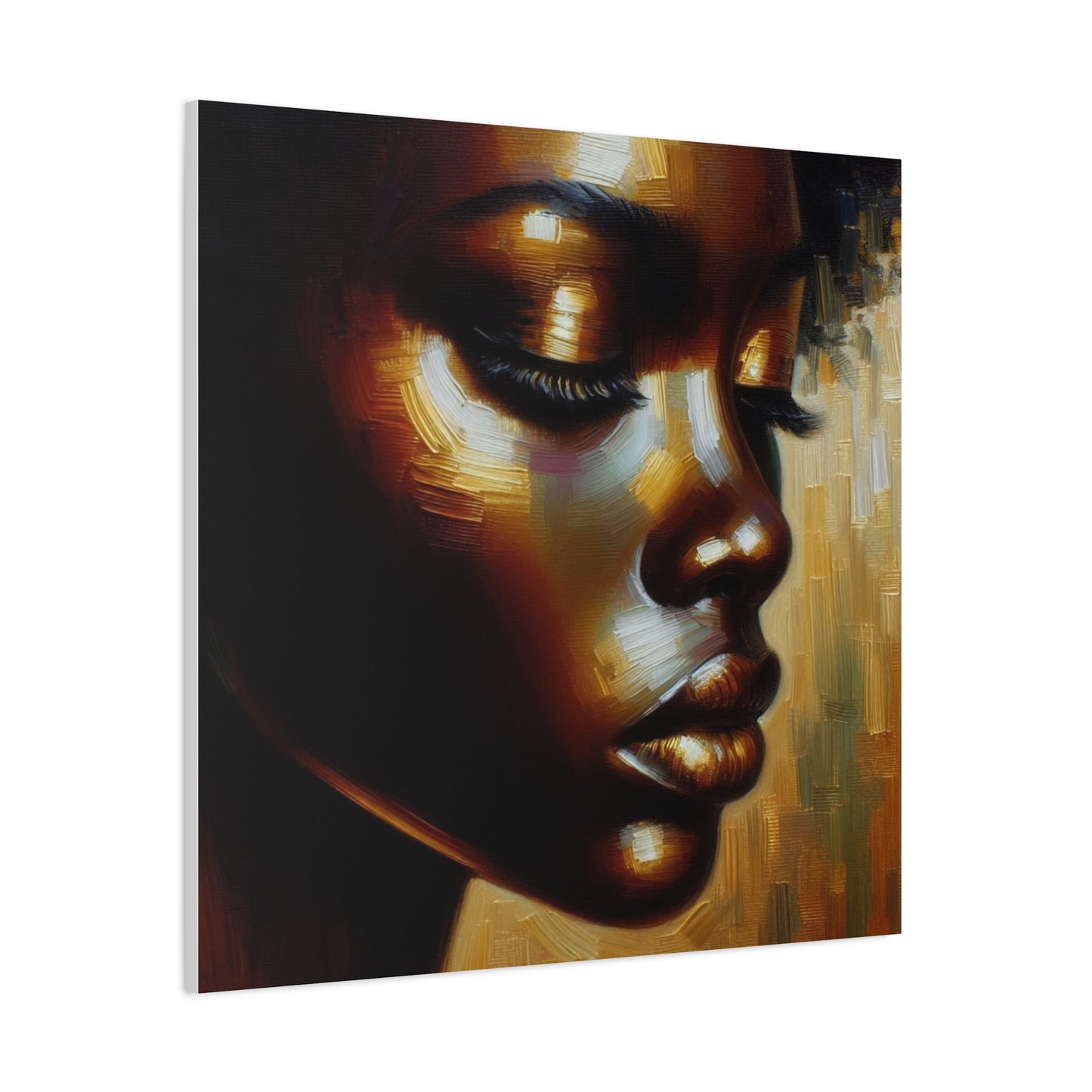 African Woman , Gold, Bronze, Black , abstract Impressionism , Giclée Print Canvas