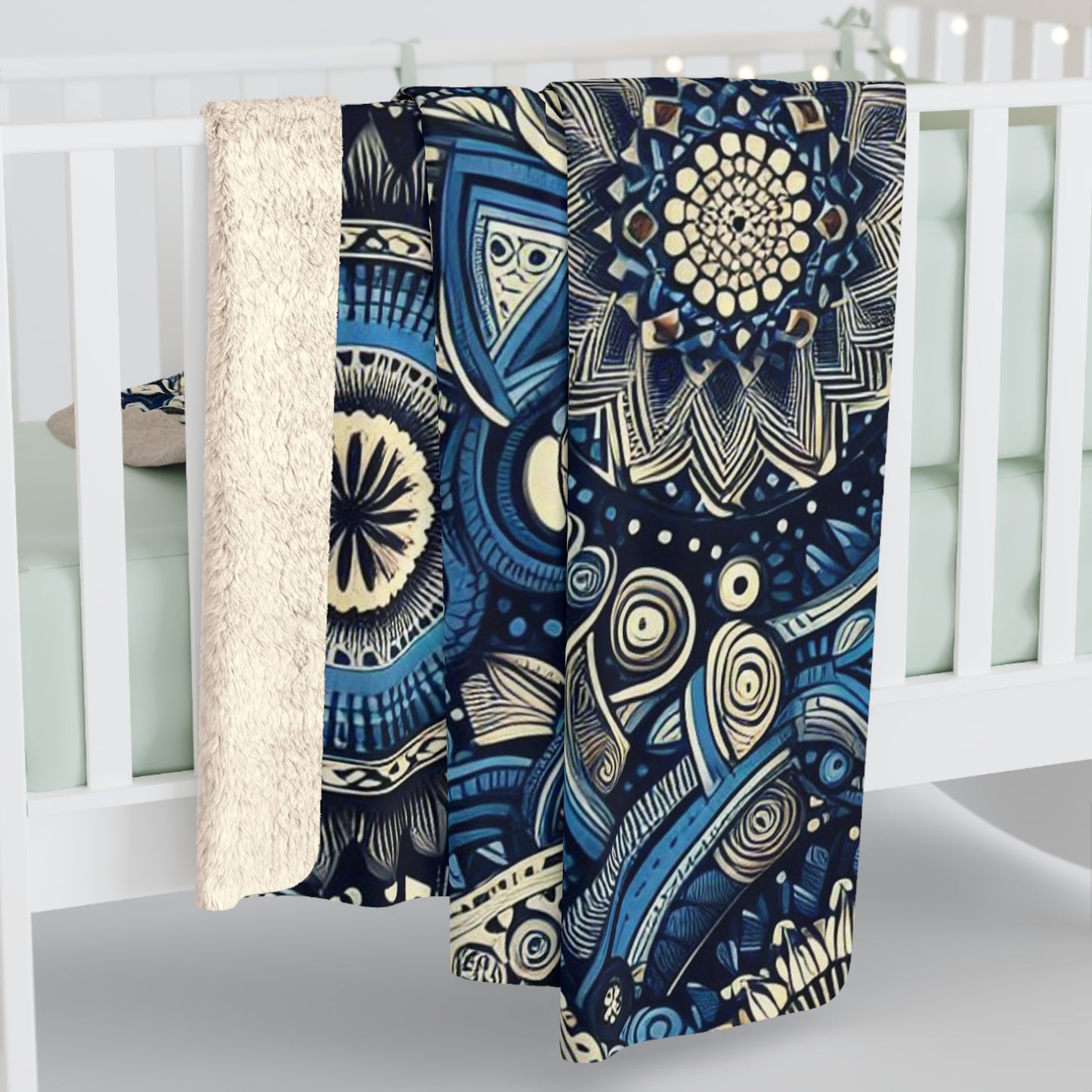 Westafrican inspired patterned Sherpa Fleece Blanket