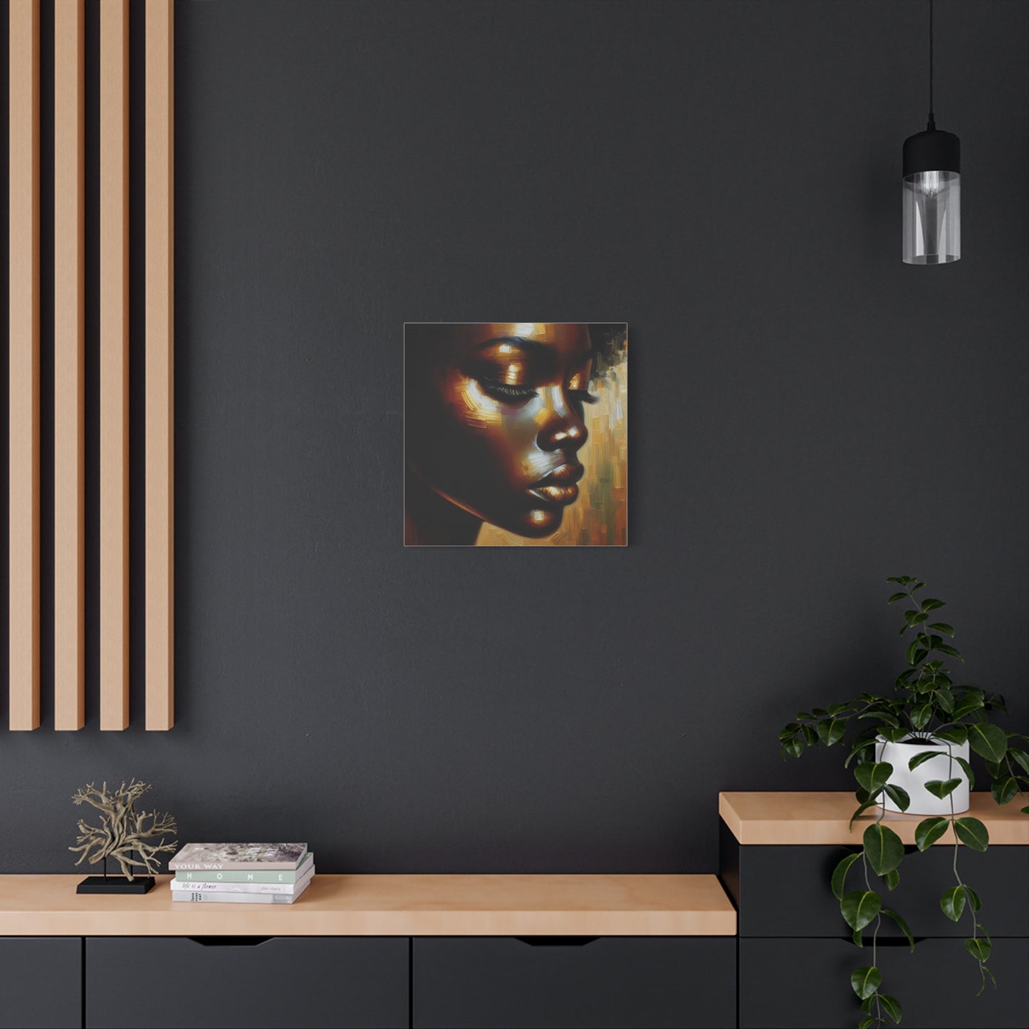 African Woman , Gold, Bronze, Black , abstract Impressionism , Giclée Print Canvas