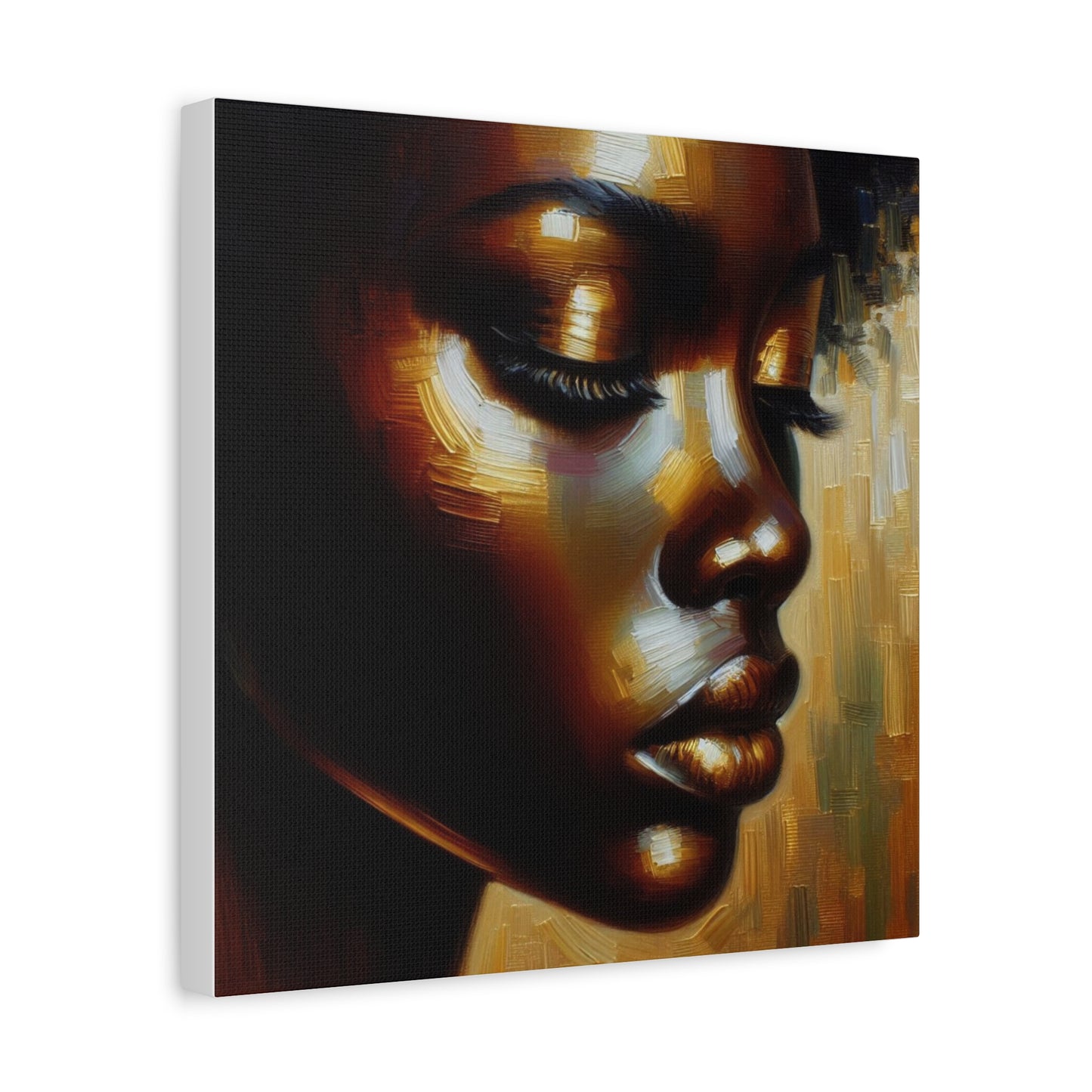 African Woman , Gold, Bronze, Black , abstract Impressionism , Giclée Print Canvas