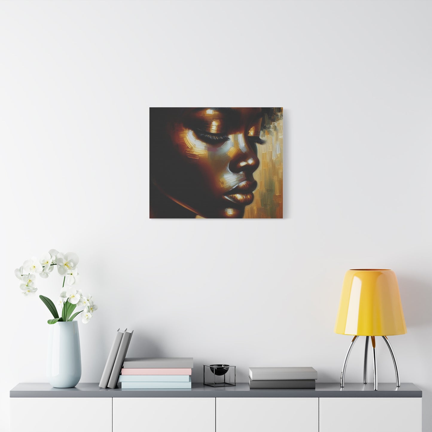 African Woman , Gold, Bronze, Black , abstract Impressionism , Giclée Print Canvas