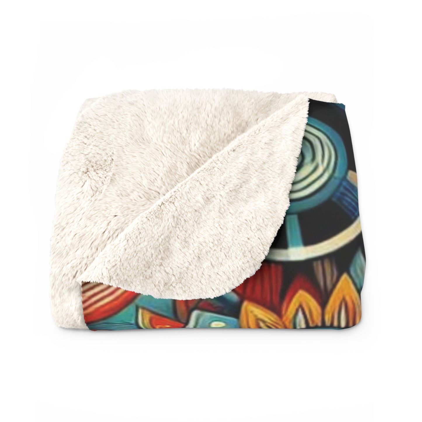 Westafrican inspired patterned Sherpa Fleece Blanket