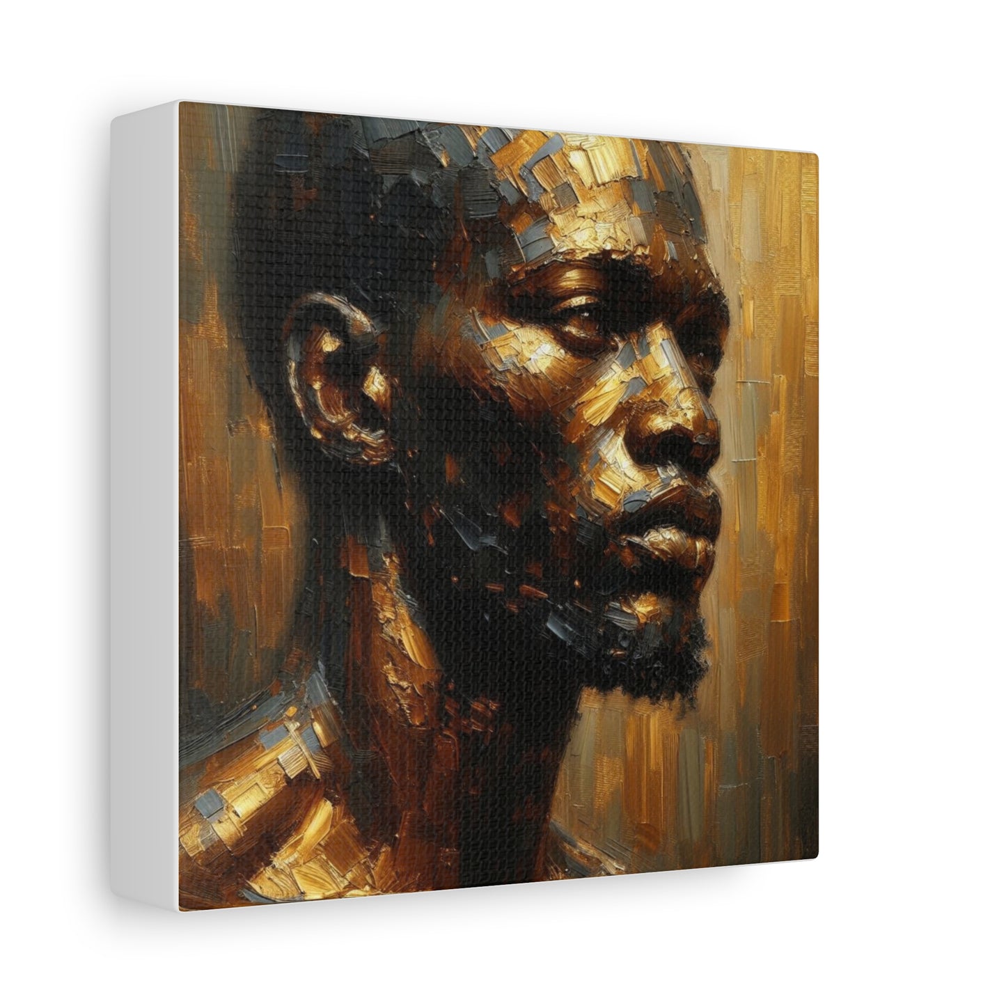 African Man , Gold , Bronze , Black , abstract Impressionism , Giclée Print Canvas