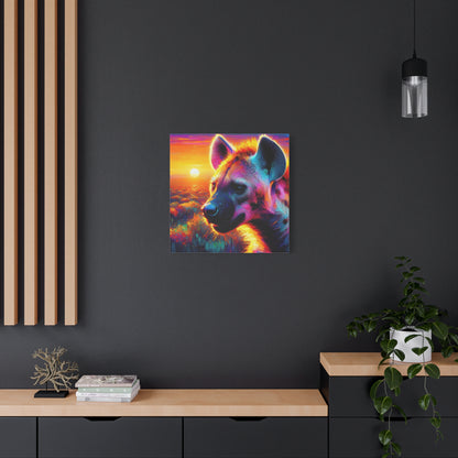 Hyena at sunrise  -  Portrait , abstract Impressionism , bright and vibrant colors , Oil painting on canvas print  , wall art ,