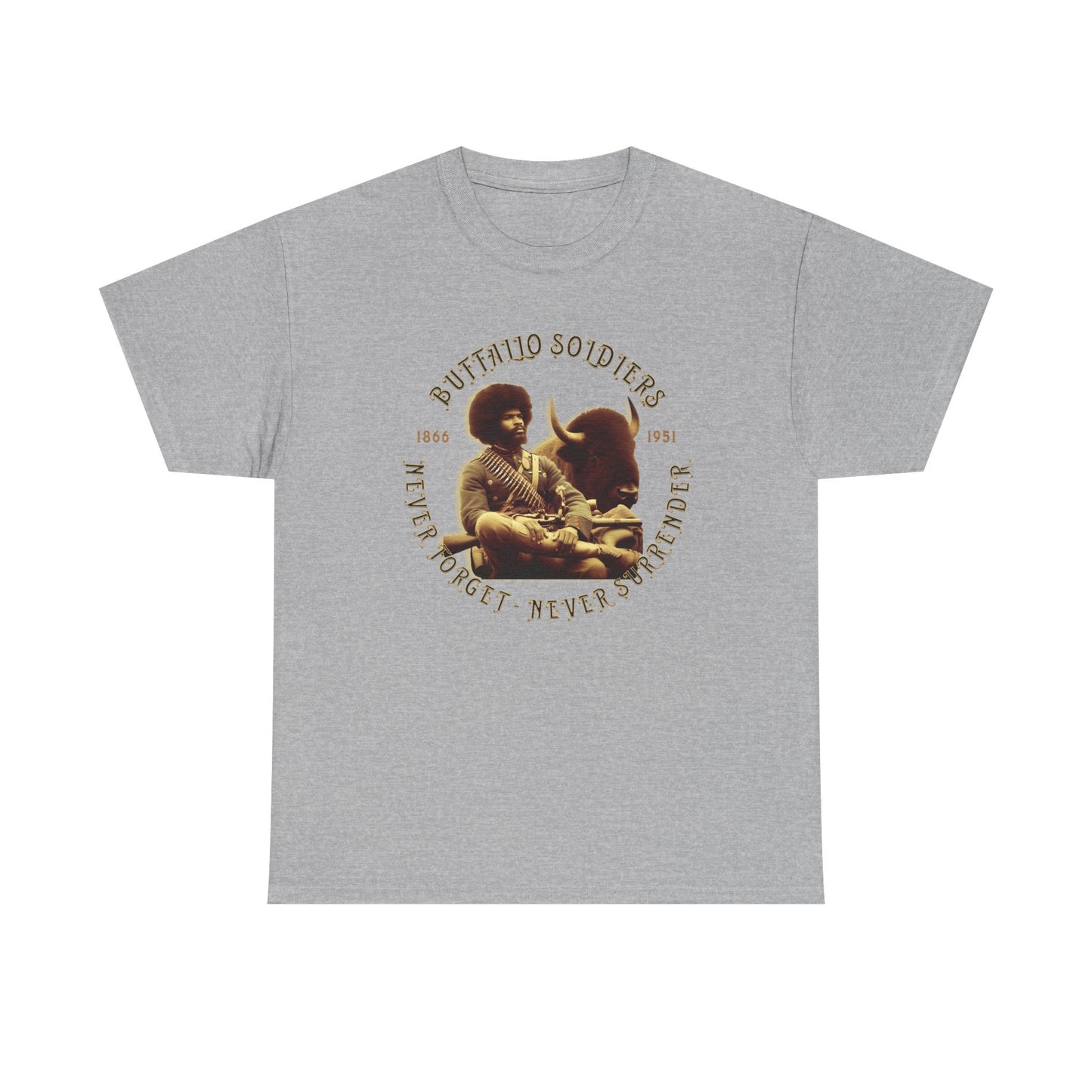 Copy of Buffalo Soldiers 'Never Forget' Tee — Vintage Military Tribute T-Shirt