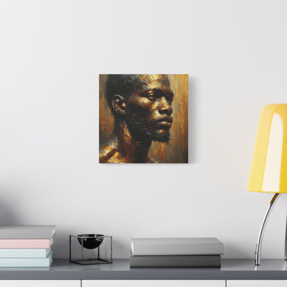 African Man , Gold , Bronze , Black , abstract Impressionism , Giclée Print Canvas