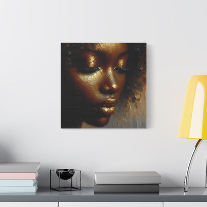 African Woman , Gold , Bronze, Black , abstract Impressionism , Giclée Print Canvas