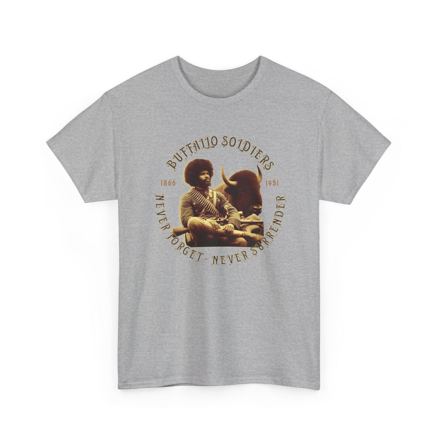 Copy of Buffalo Soldiers 'Never Forget' Tee — Vintage Military Tribute T-Shirt