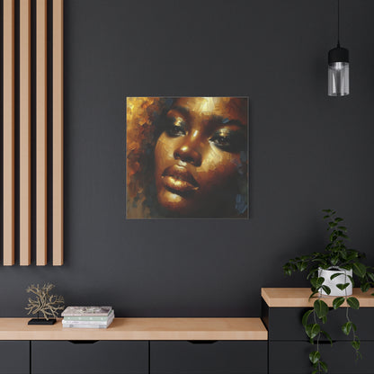 African Woman , Gold, Bronze, Black , abstract Impressionism , Giclée Print Canvas