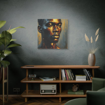 Portrait of an African Man in Bronze, Gold, and Black, abstract Impressionism , Matte Canvas, Stretched, 1.25", wall art , painting