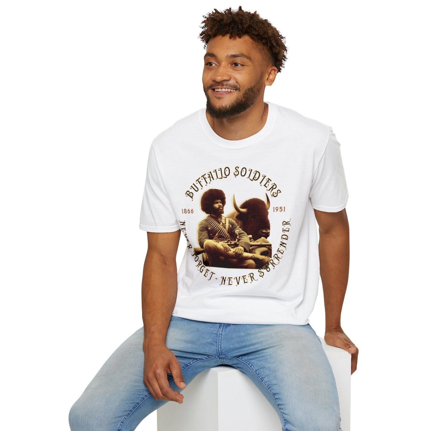 "Buffalo Soldier - Never Forget - Never Surrender" - Unisex Softstyle T-Shirt