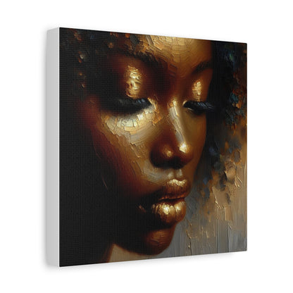 African Woman , Gold , Bronze, Black , abstract Impressionism , Giclée Print Canvas