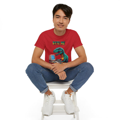 "Byte Me!" Tech-Savvy Dinosaur - Unisex Ultra Cotton Tee