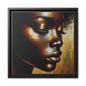 African woman , portrait , gold , bronze and black , abstract Impressionism, Matte Canvas, Black Frame