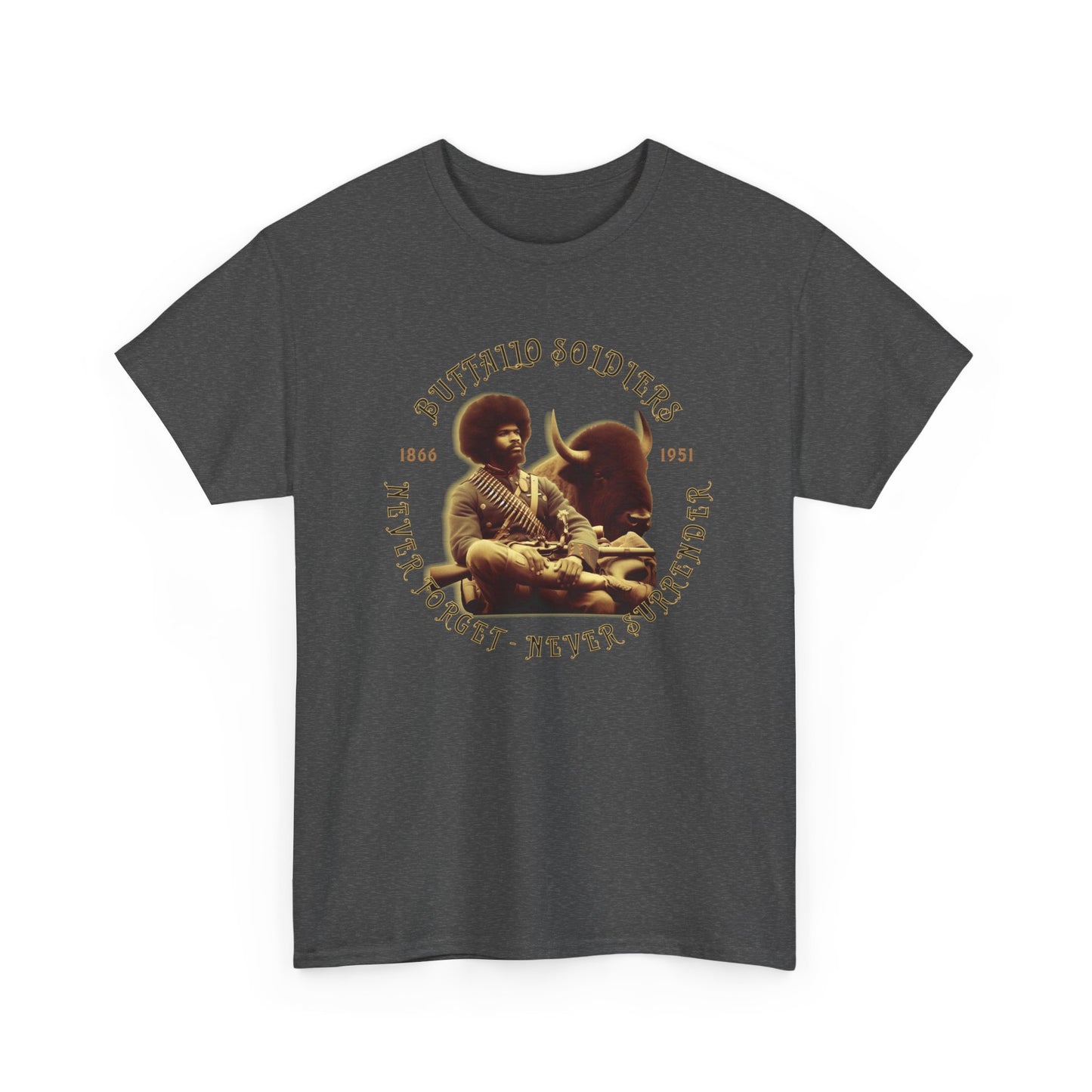 Copy of Buffalo Soldiers 'Never Forget' Tee — Vintage Military Tribute T-Shirt