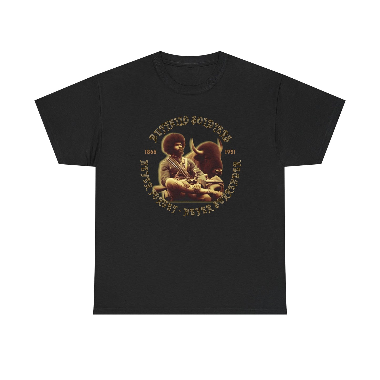 Copy of Buffalo Soldiers 'Never Forget' Tee — Vintage Military Tribute T-Shirt