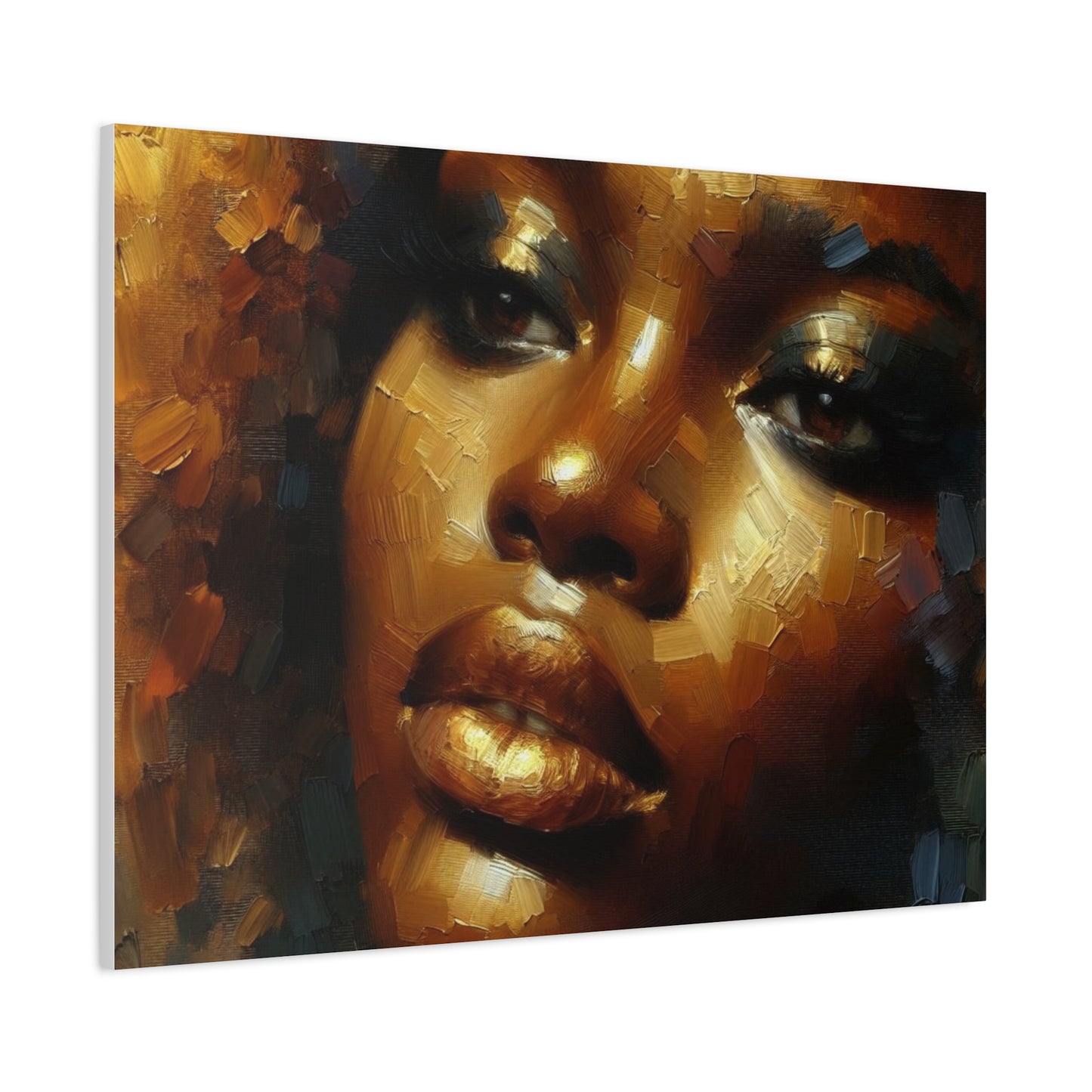 African Woman , Gold, Bronze, Black , abstract Impressionism , Giclée Print Canvas