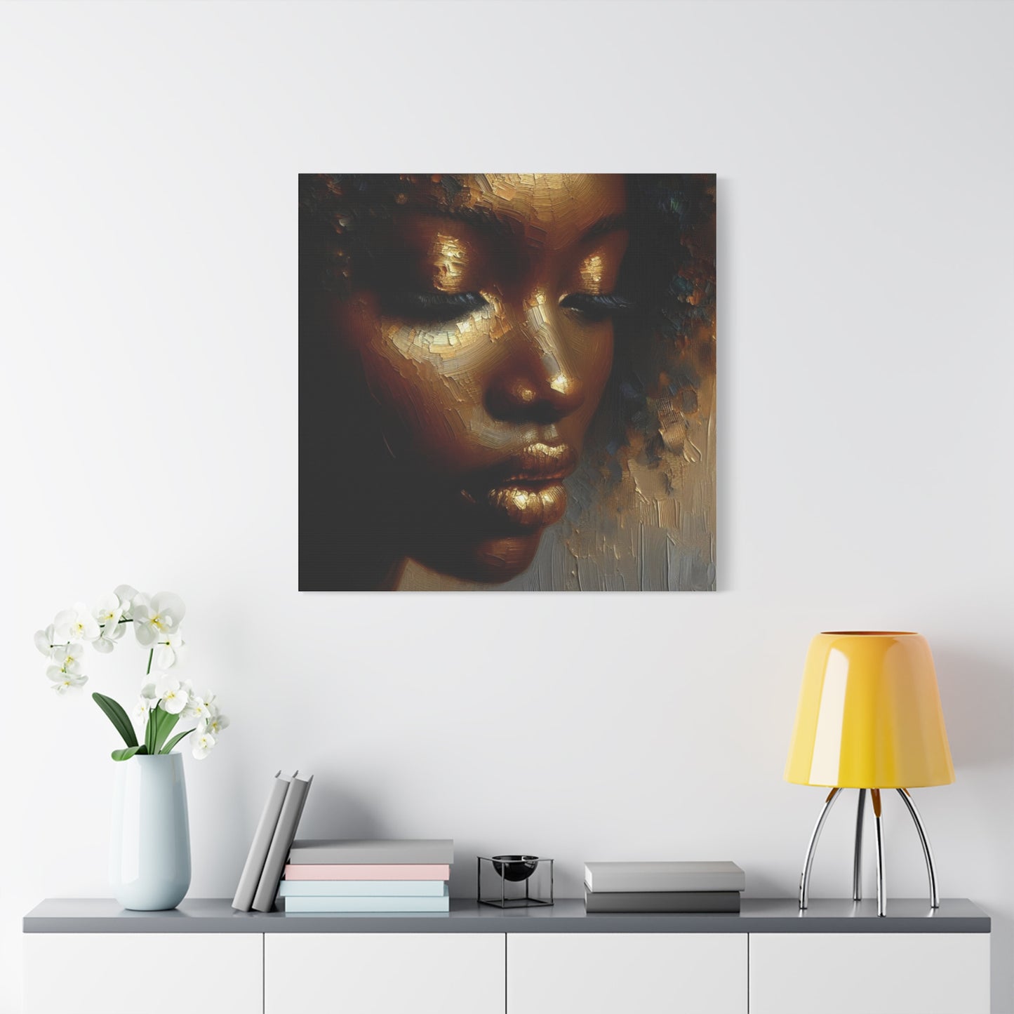 African Woman , Gold , Bronze, Black , abstract Impressionism , Giclée Print Canvas