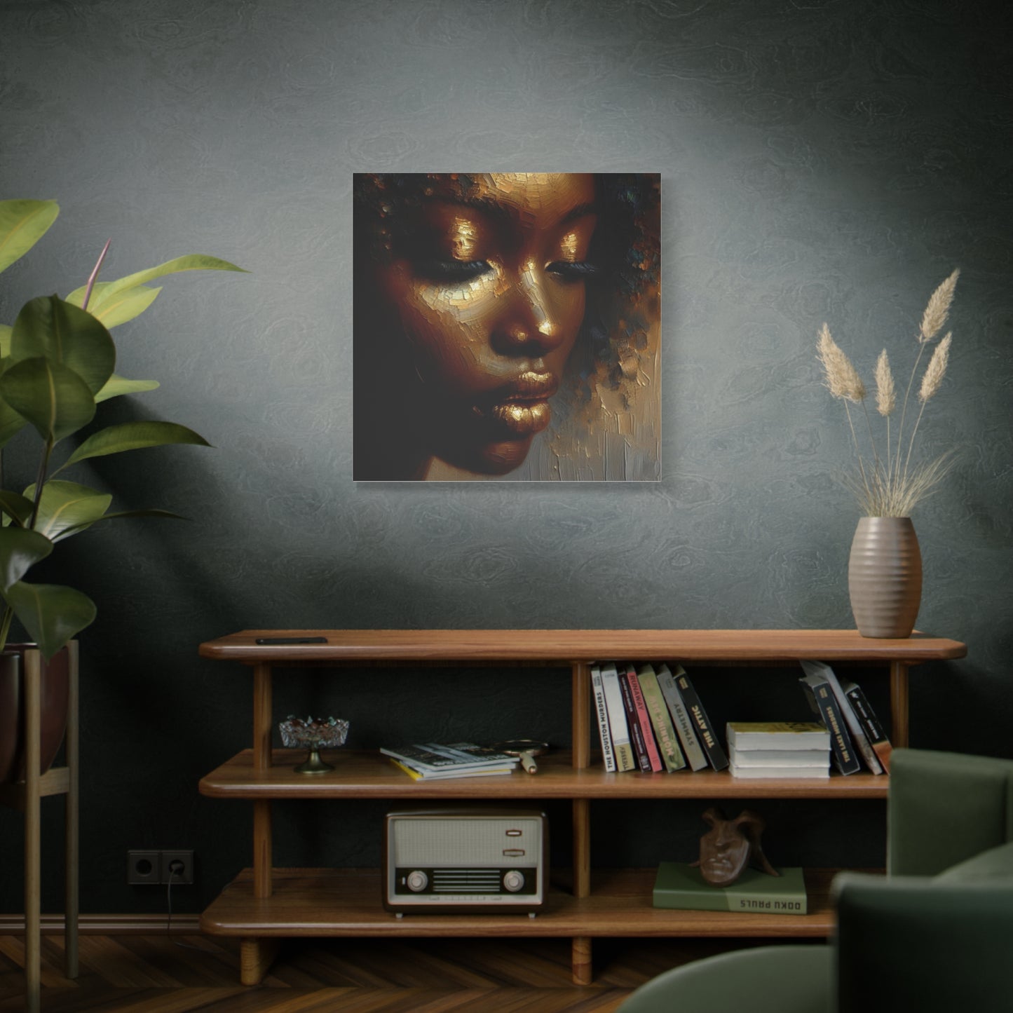 African Woman , Gold , Bronze, Black , abstract Impressionism , Giclée Print Canvas