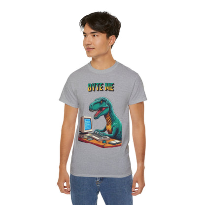 "Byte Me!" Tech-Savvy Dinosaur - Unisex Ultra Cotton Tee