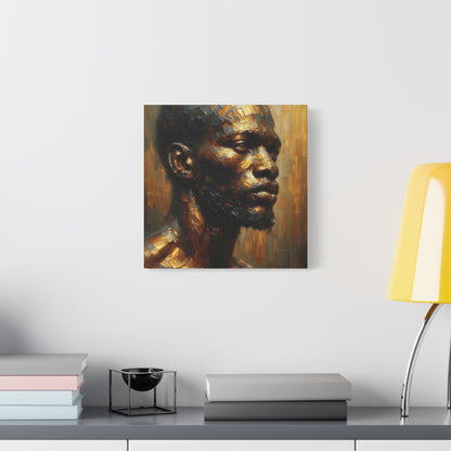 African Man , Gold , Bronze , Black , abstract Impressionism , Giclée Print Canvas