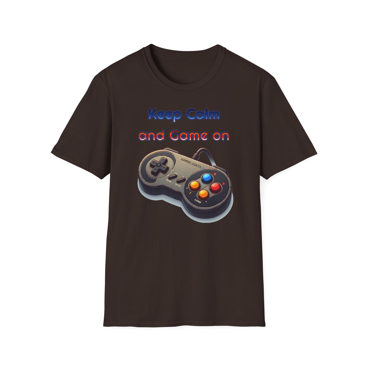 "Keep Calm and Game On" Retro Gamer , Unisex Softstyle T-Shirt