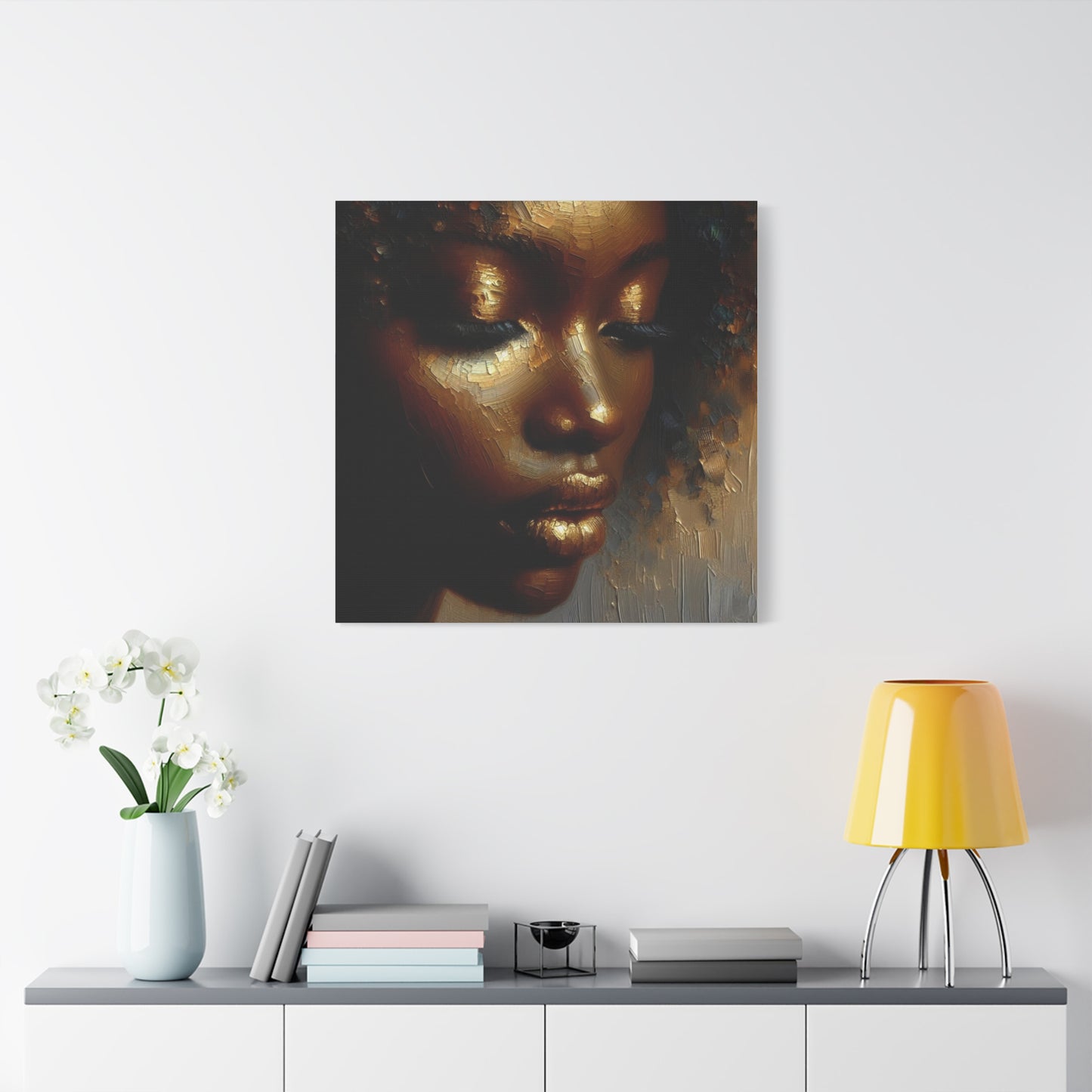 African Woman , Gold , Bronze, Black , abstract Impressionism , Giclée Print Canvas