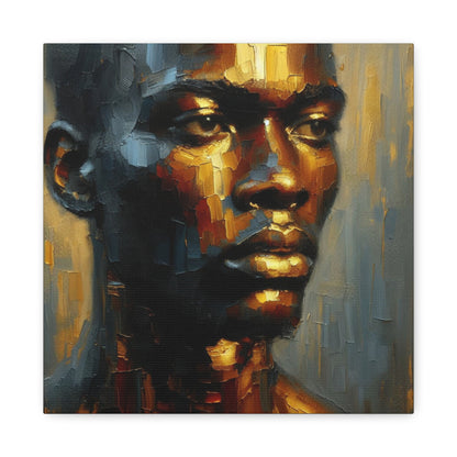 Portrait of an African Man in Bronze, Gold, and Black, abstract Impressionism , Matte Canvas, Stretched, 1.25", wall art , painting