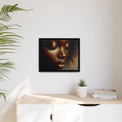 African woman , Gold , Bronze , Black , abstract Impressionism, Matte Canvas, Black Frame