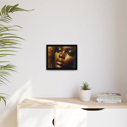 African Woman , portrait , Gold , Bronze , abstact Impressionism , Matte Canvas, Black Frame