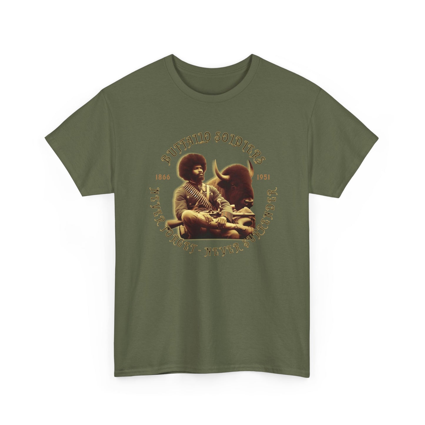 Copy of Buffalo Soldiers 'Never Forget' Tee — Vintage Military Tribute T-Shirt
