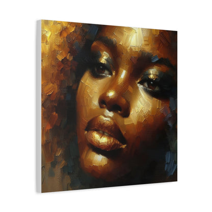 African Woman , Gold, Bronze, Black , abstract Impressionism , Giclée Print Canvas