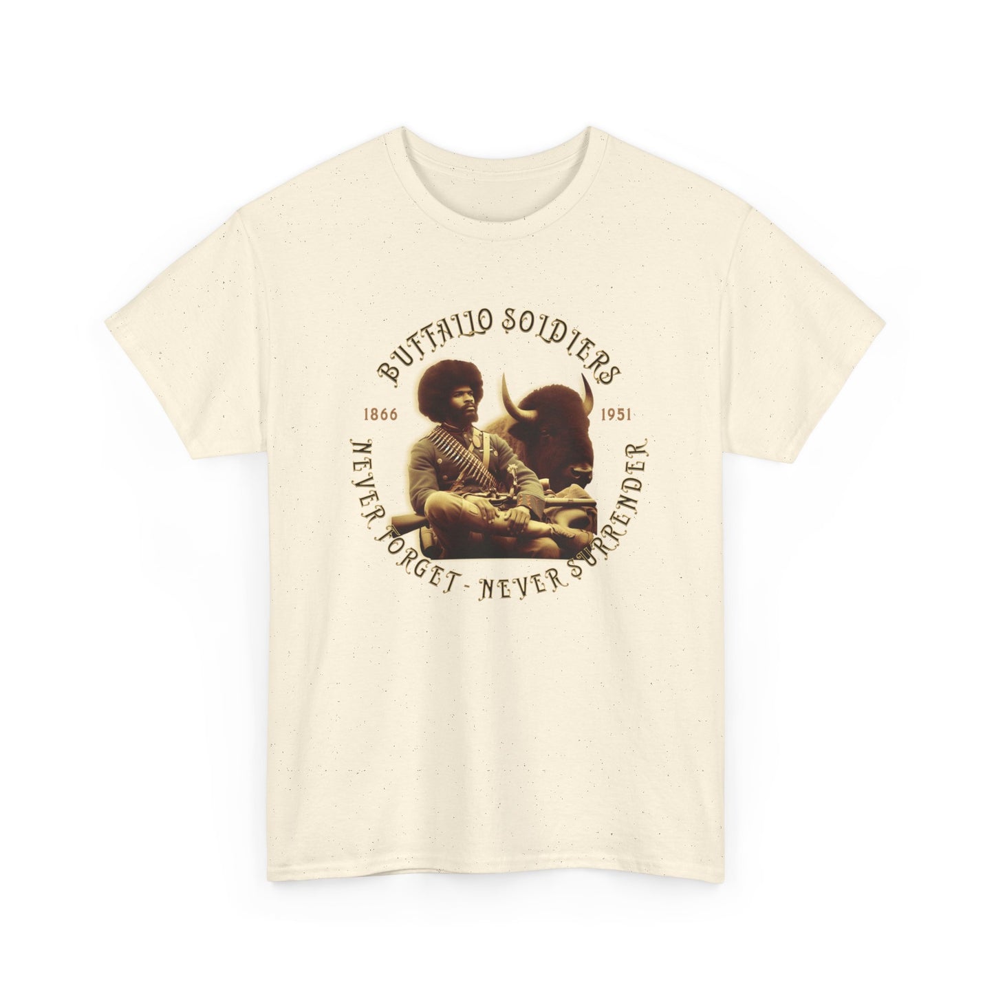 Copy of Buffalo Soldiers 'Never Forget' Tee — Vintage Military Tribute T-Shirt