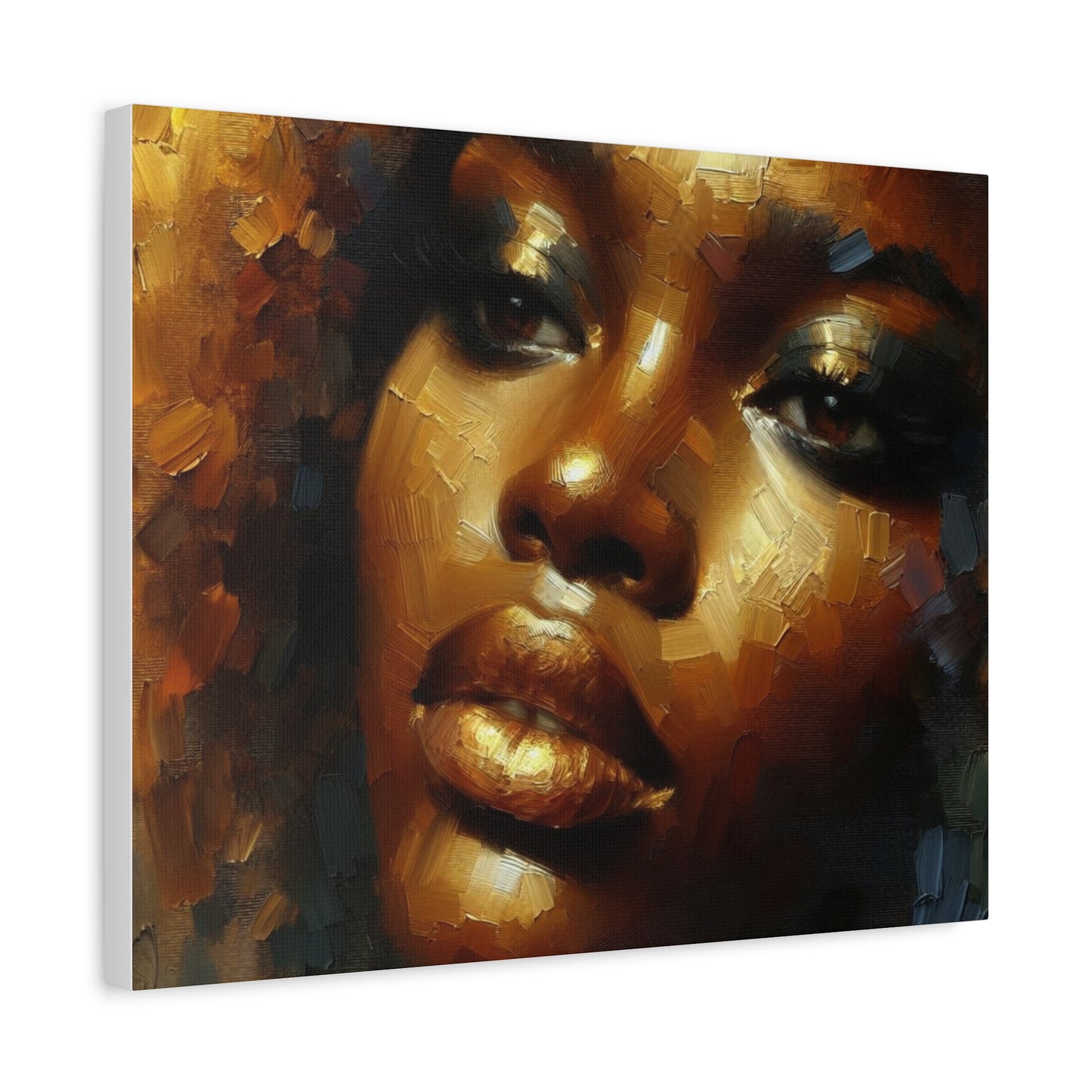 African Woman , Gold, Bronze, Black , abstract Impressionism , Giclée Print Canvas