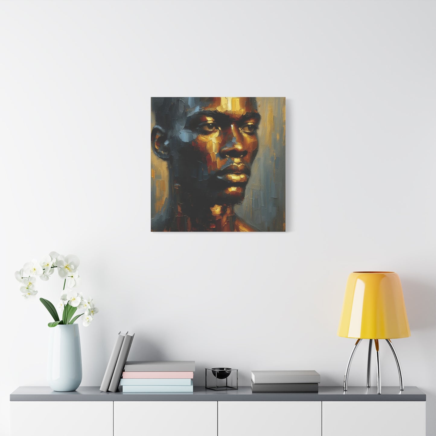 Portrait of an African Man in Bronze, Gold, and Black, abstract Impressionism , Matte Canvas, Stretched, 1.25", wall art , painting