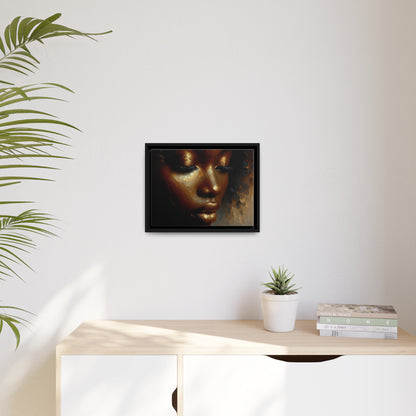 African woman , Gold , Bronze , Black , abstract Impressionism, Matte Canvas, Black Frame