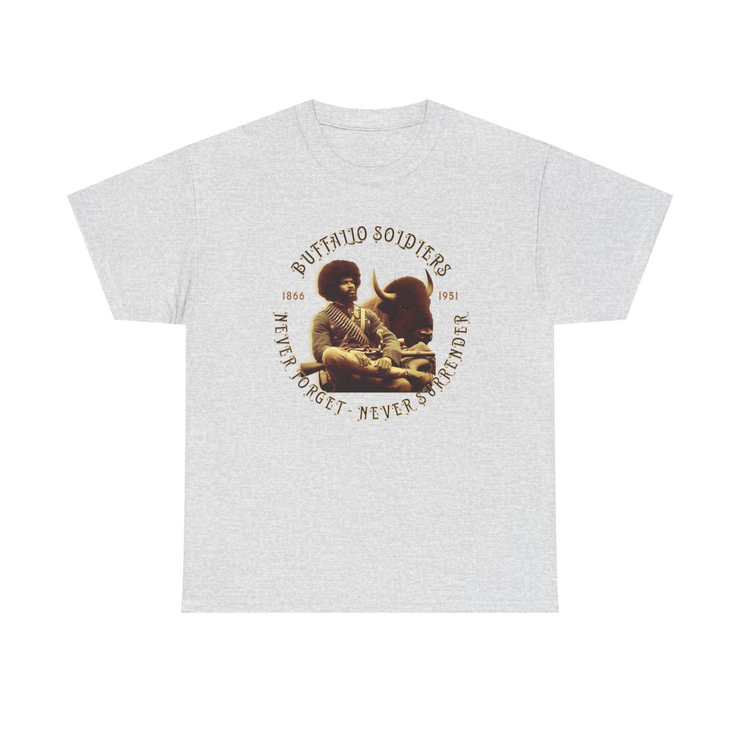 Copy of Buffalo Soldiers 'Never Forget' Tee — Vintage Military Tribute T-Shirt